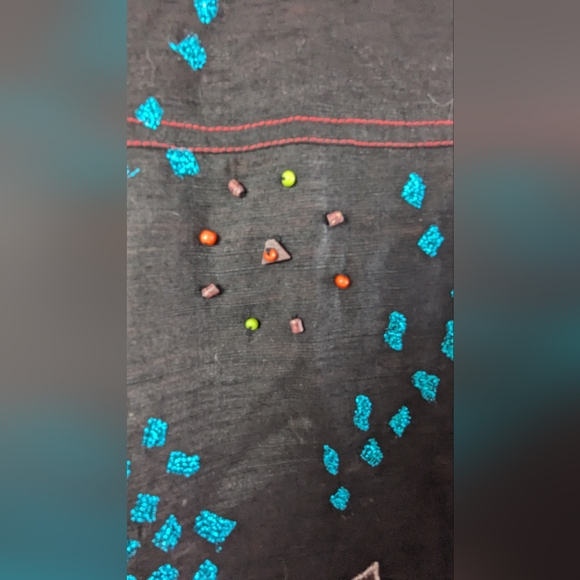 Indigo Moon Embellished Black Jacket Vibrant Floral & Abstract Designs Medium - Picture 7 of 15